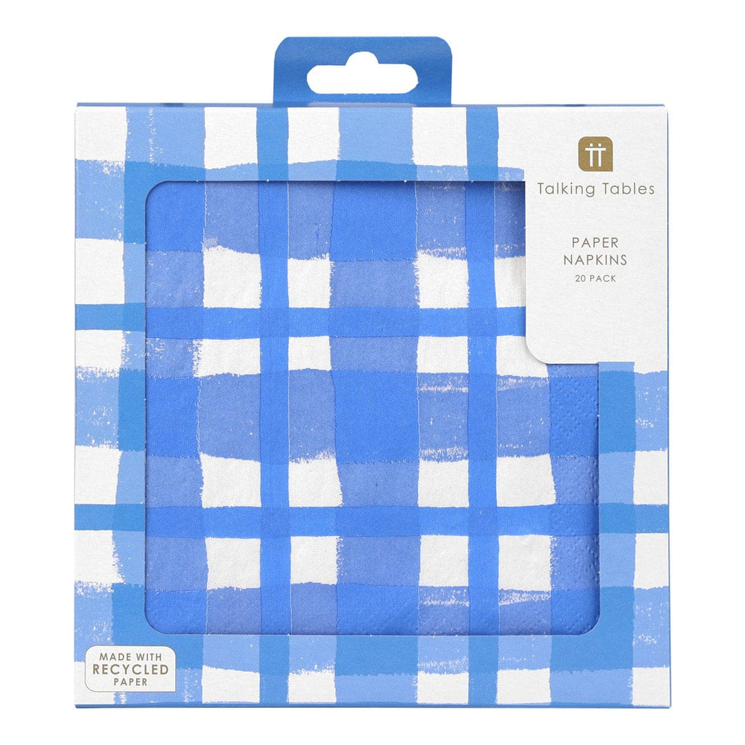Blue Gingham Party Napkins x 20 Paper Napkins Blue Gingham Party Napkins x 20