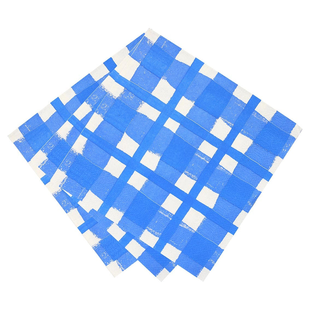 Blue Gingham Party Napkins x 20 Paper Napkins Blue Gingham Party Napkins x 20