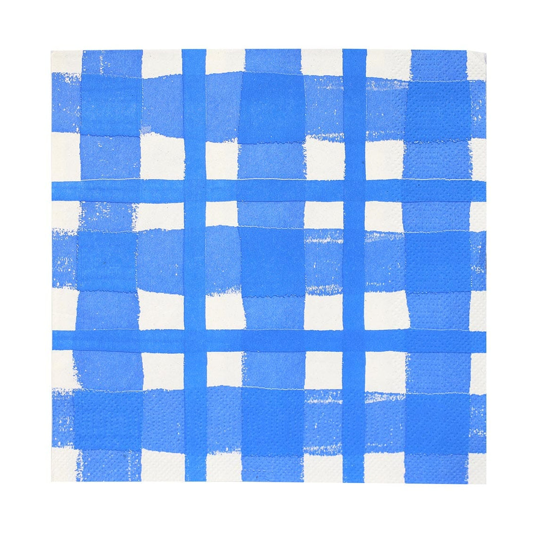 Blue Gingham Party Napkins x 20 Paper Napkins Blue Gingham Party Napkins x 20