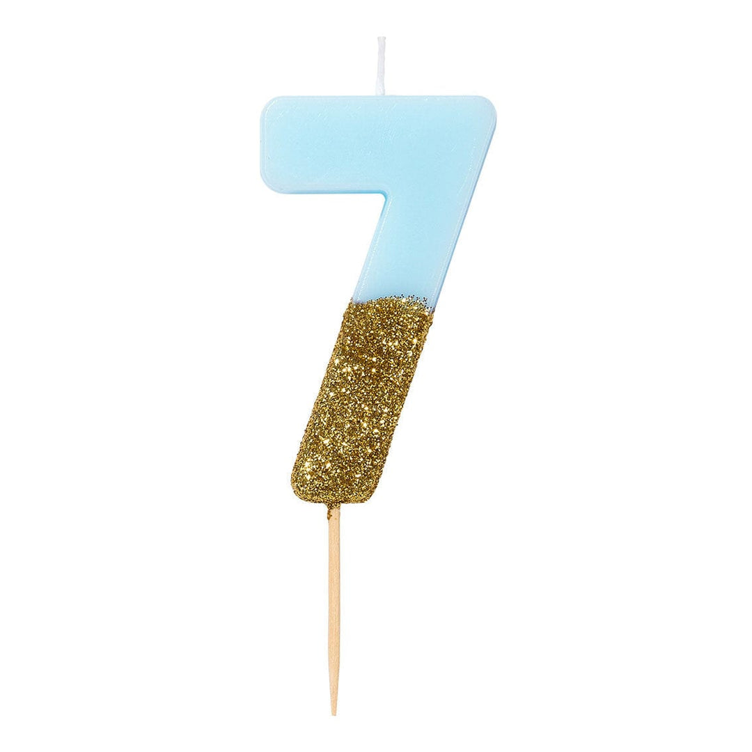 Birthday Candles Blue Glitter Number 7 Birthday Candle