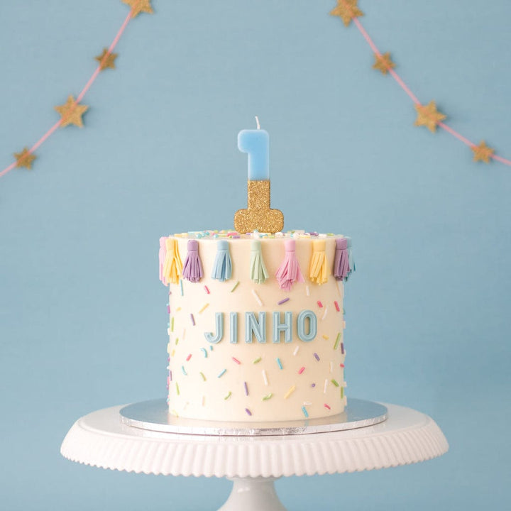 Birthday Candles Blue Glitter Number Candle - 1