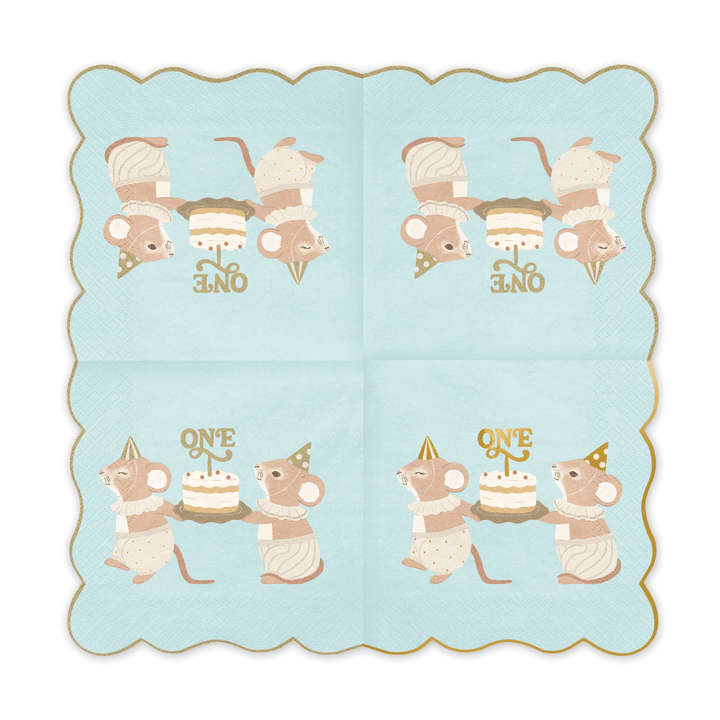 Blue Mouse 1st Birthday Party Napkins x 12 - 1st Birthday Party Supplies Paper Napkins Blue Mouse 1st Birthday Party Napkins x 12
