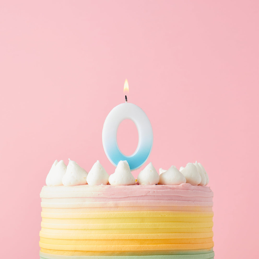 Blue Ombre Number 0 Cake Candle - Birthday Cake Candles Birthday Candles Blue Ombre Number 0 Cake Candle