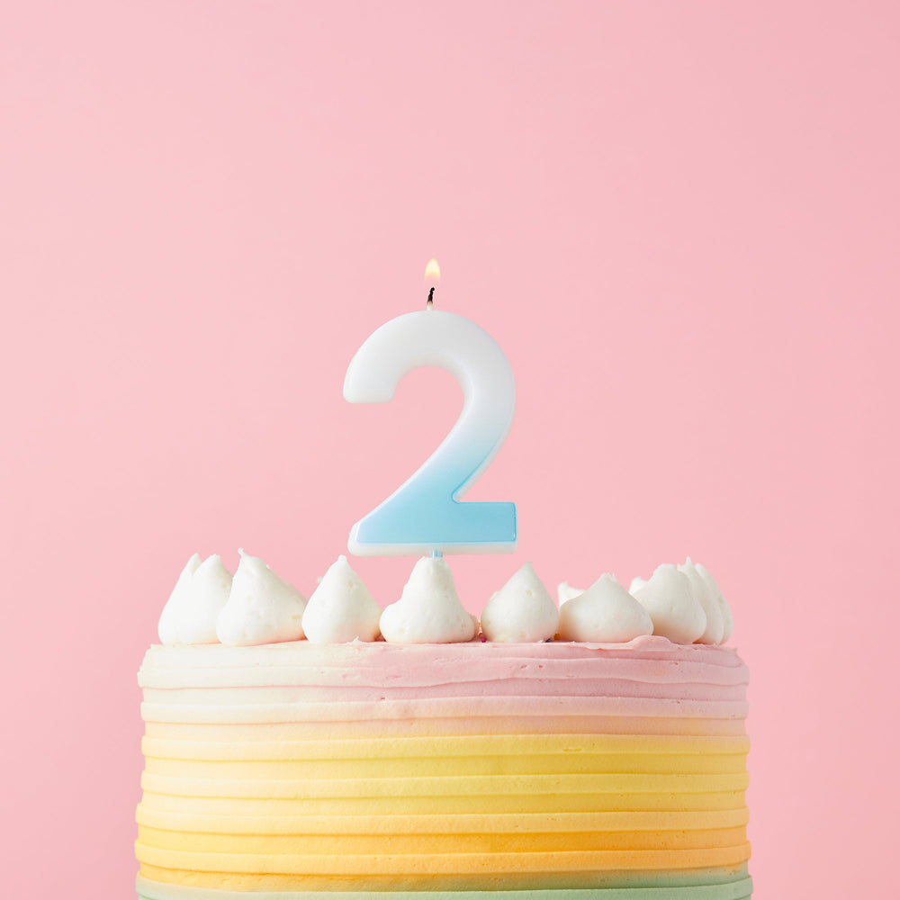 Blue Ombre Number 2 Cake Candle - Birthday Cake Candles Birthday Candles Blue Ombre Number 2 Cake Candle