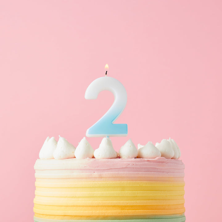 Blue Ombre Number 2 Cake Candle - Birthday Cake Candles Birthday Candles Blue Ombre Number 2 Cake Candle