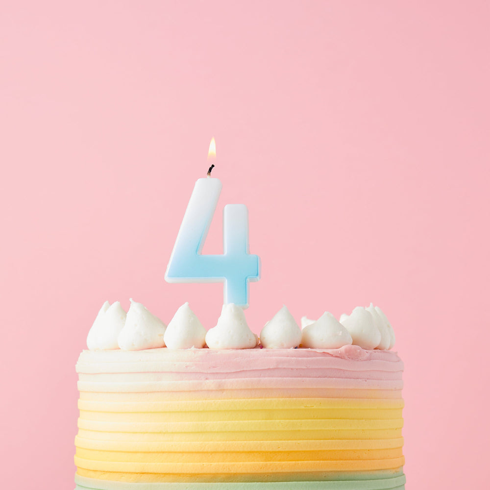 Blue Ombre Number 4 Cake Candle - Birthday Cake Candles Birthday Candles Blue Ombre Number 4 Cake Candle