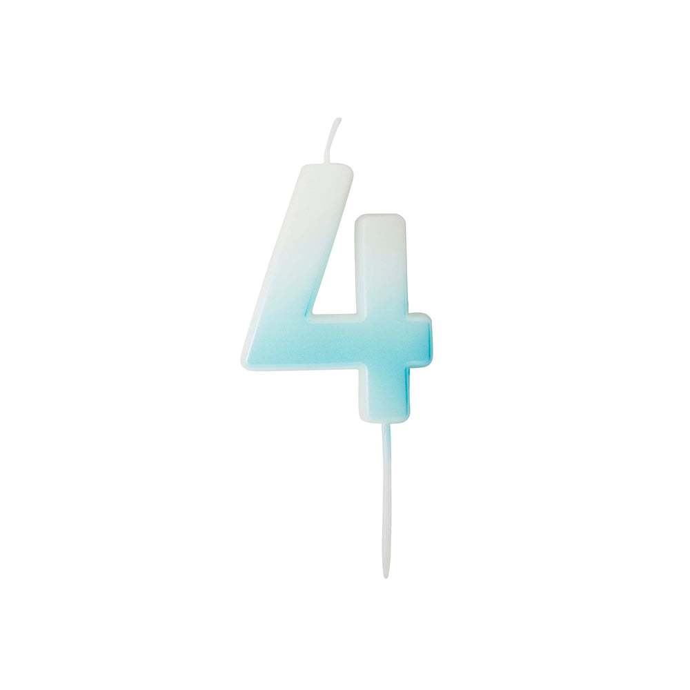 Blue Ombre Number 4 Cake Candle - Birthday Cake Candles Birthday Candles Blue Ombre Number 4 Cake Candle