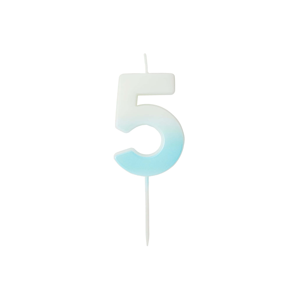 Blue Ombre Number 5 Cake Candle - Birthday Cake Candles Birthday Candles Blue Ombre Number 5 Cake Candle