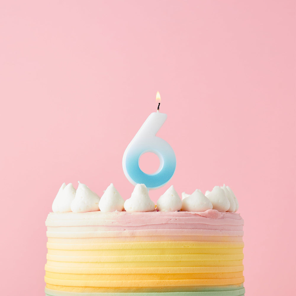 Blue Ombre Number 6 Cake Candle - Birthday Cake Candles Birthday Candles Blue Ombre Number 6 Cake Candle