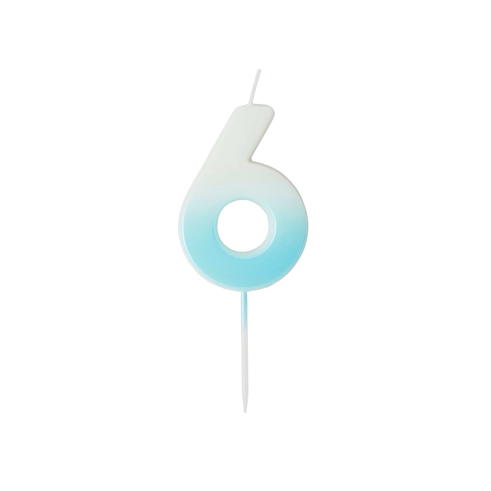 Blue Ombre Number 6 Cake Candle - Birthday Cake Candles Birthday Candles Blue Ombre Number 6 Cake Candle