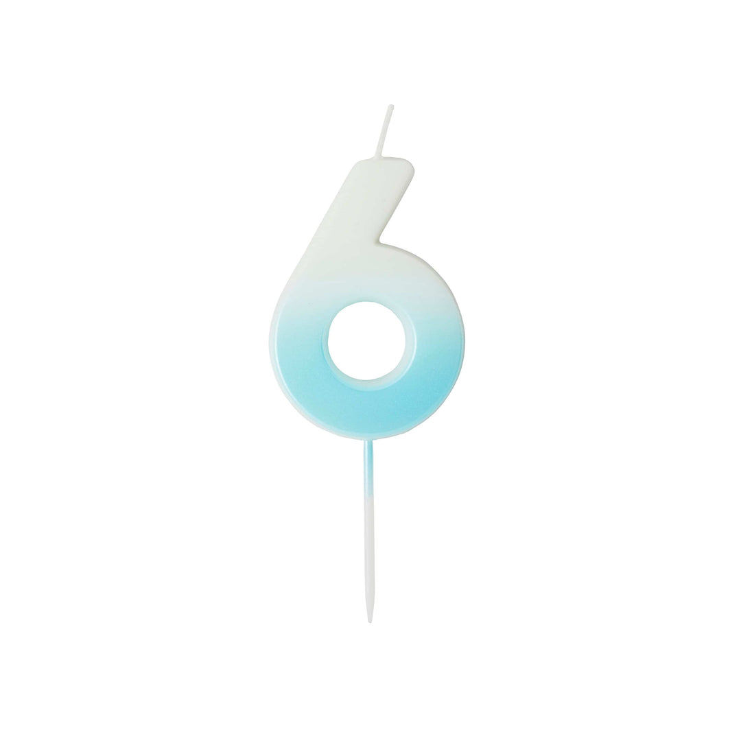 Blue Ombre Number 6 Cake Candle - Birthday Cake Candles Birthday Candles Blue Ombre Number 6 Cake Candle