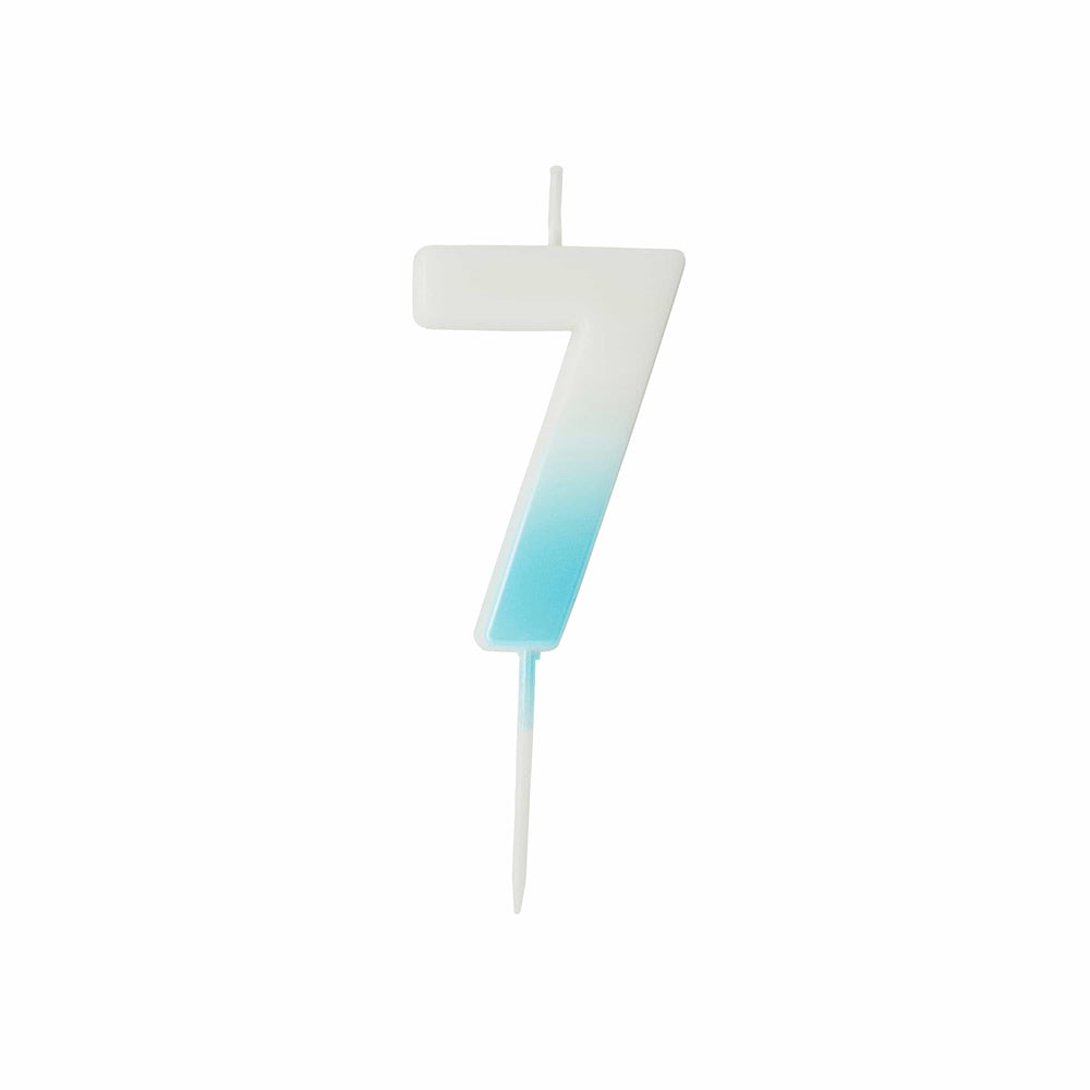 Blue Ombre Number 7 Cake Candle - Birthday Cake Candles Birthday Candles Blue Ombre Number 7 Cake Candle