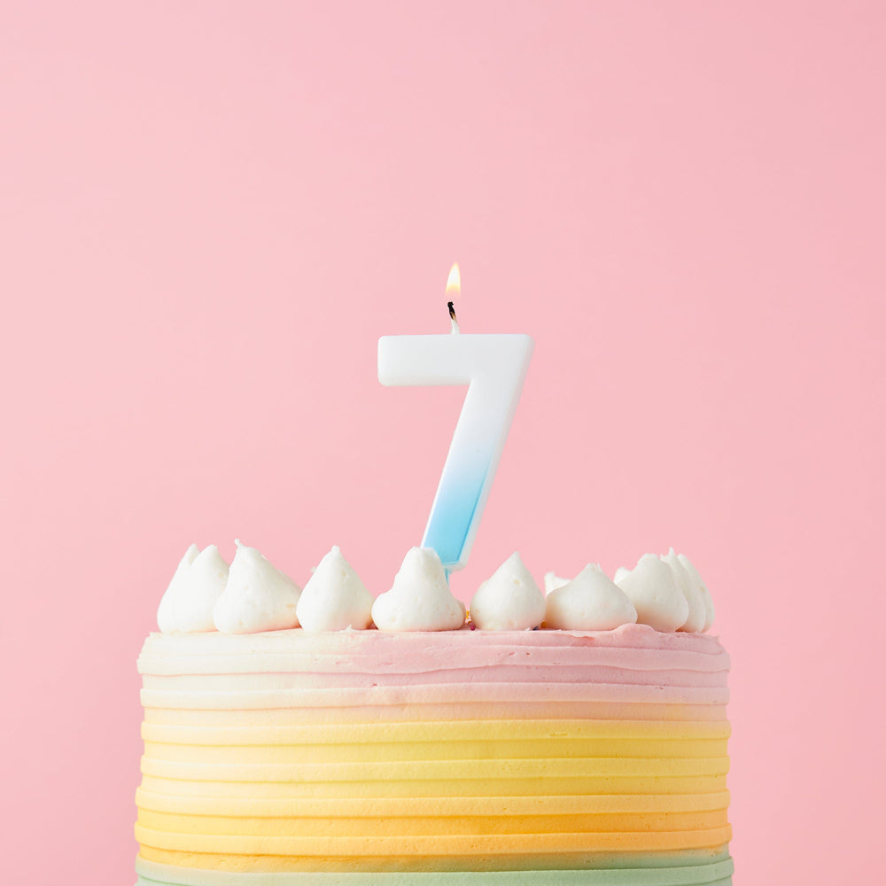 Blue Ombre Number 7 Cake Candle - Birthday Cake Candles Birthday Candles Blue Ombre Number 7 Cake Candle
