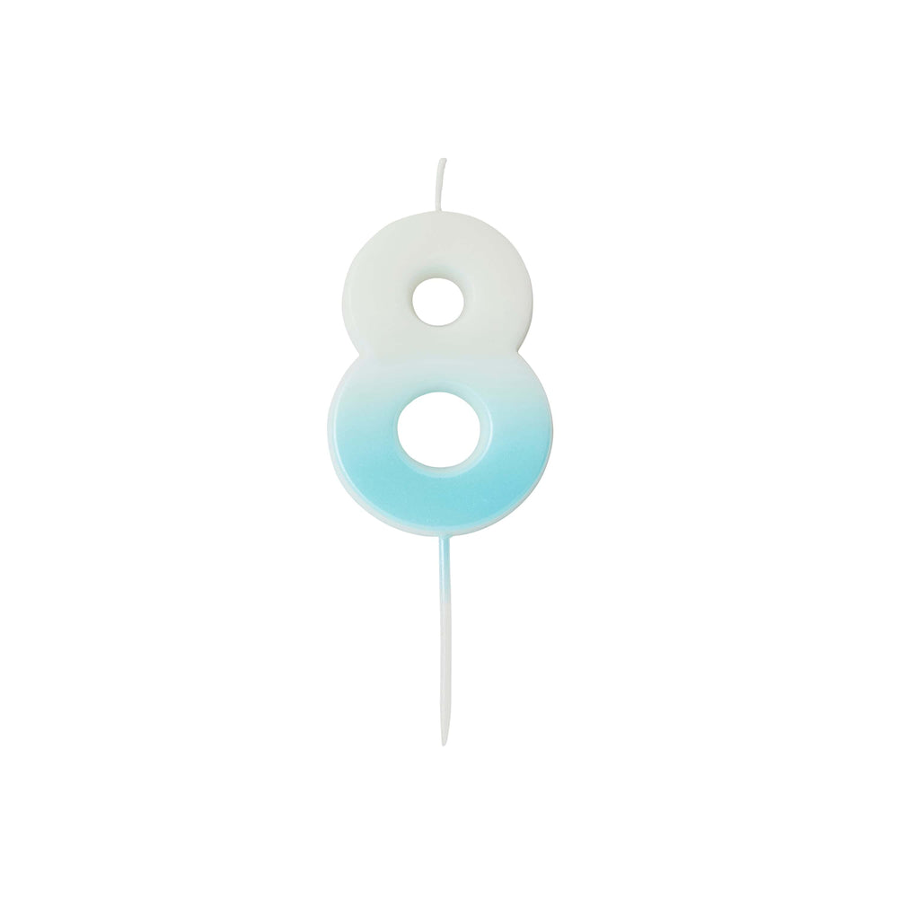 Blue Ombre Number 8 Cake Candle - Birthday Cake Candles Birthday Candles Blue Ombre Number 8 Cake Candle