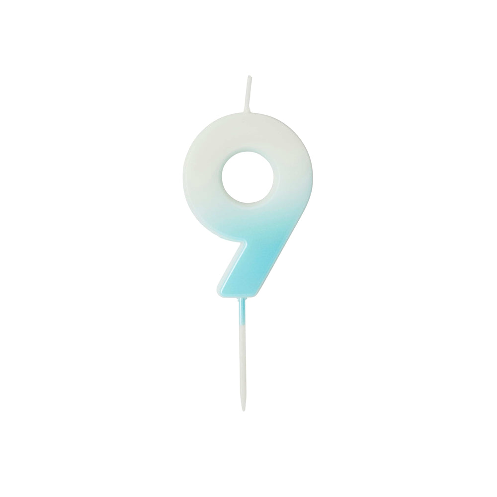 Blue Ombre Number 9 Cake Candle - Birthday Cake Candles Birthday Candles Blue Ombre Number 9 Cake Candle