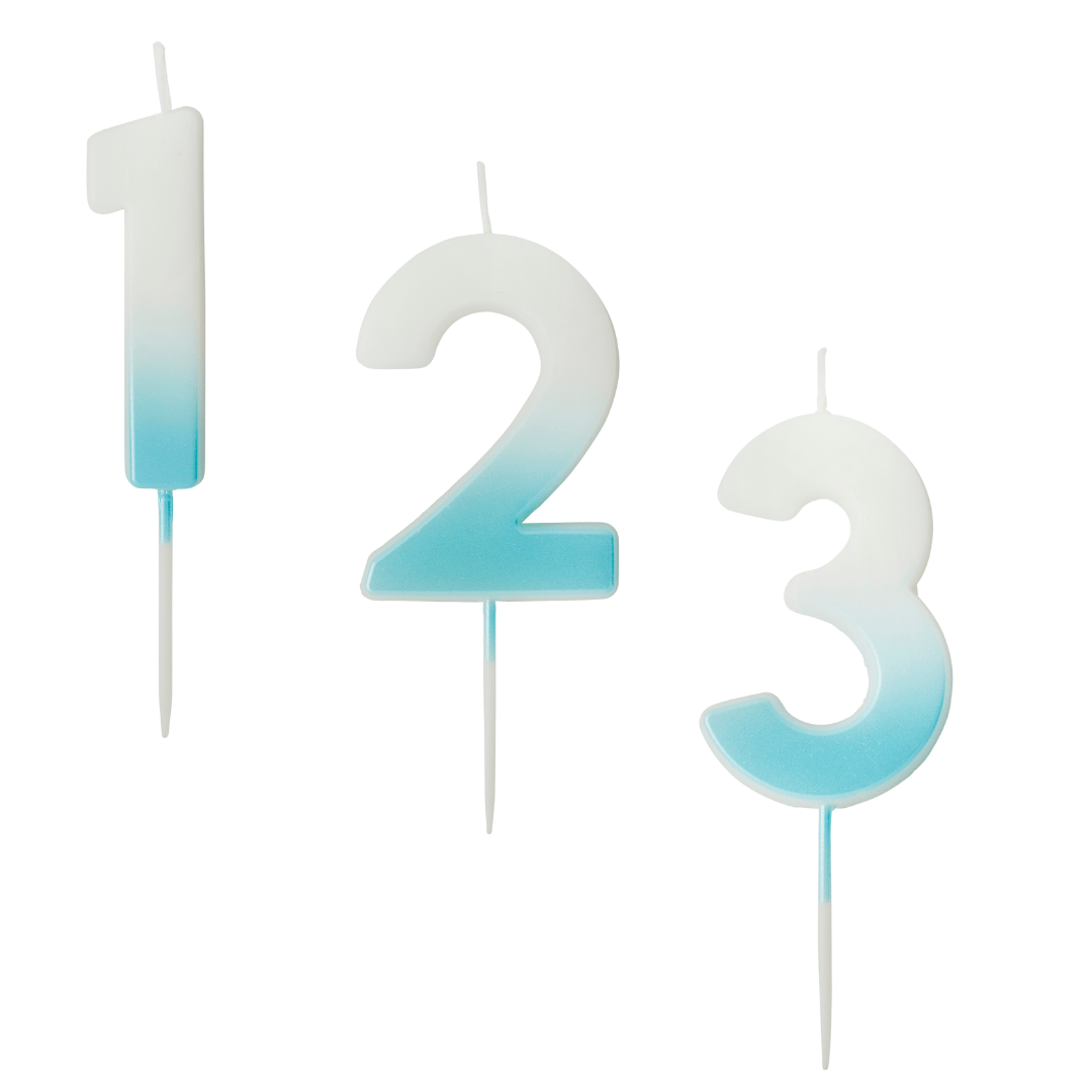 Blue Ombre Number Cake Candles (0-9) - Birthday Cake Candles Birthday Candles Blue Ombre Number Cake Candles (0-9)
