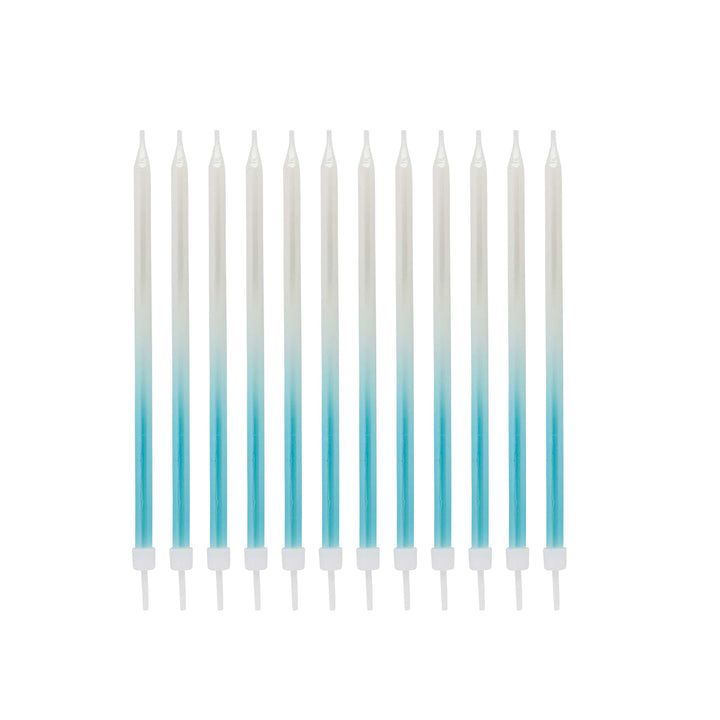 Blue Ombre Tall Skinny Candles - Pack of 12 - Birthday Cake Candles Birthday Candles Blue Ombre Tall Skinny Candles - Pack of 12