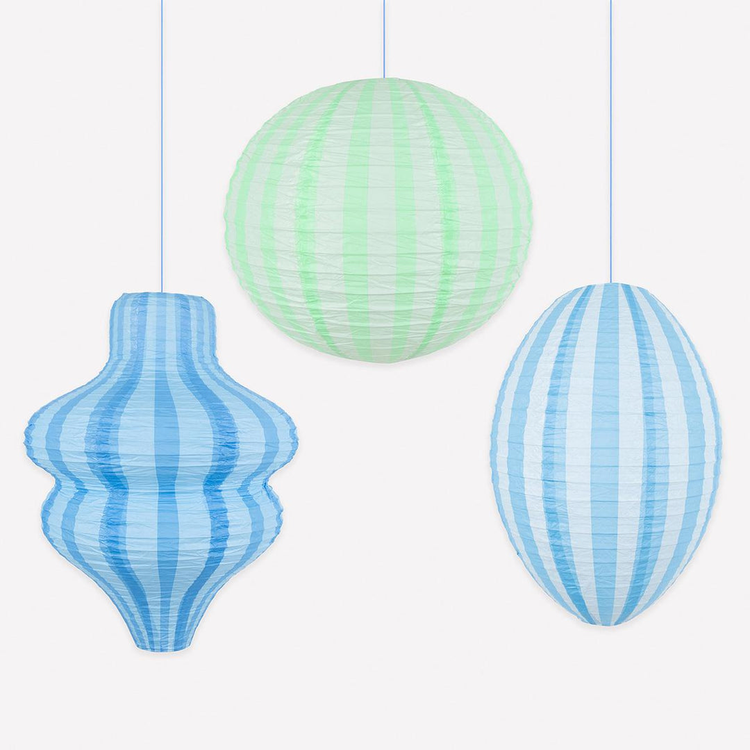 Blue Party Lanterns x 3 | Meri Meri | Little Big Party Party Decorations Blue Party Lanterns x 3