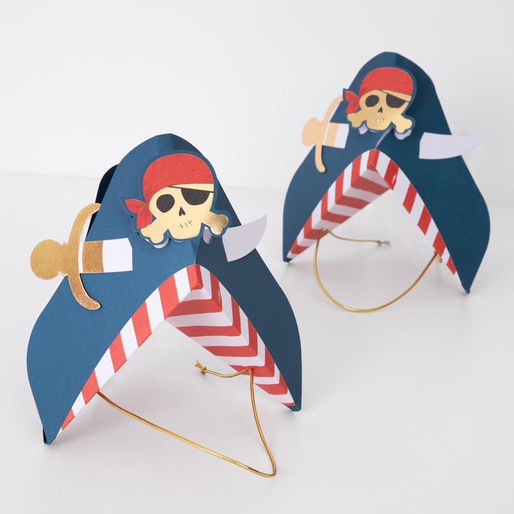 Blue Pirate Party Hats x 8 | Meri Meri Party Hats Blue Pirate Party Hats x 8