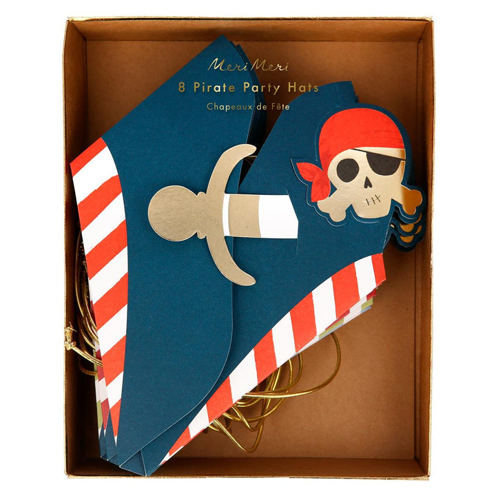 Blue Pirate Party Hats x 8 | Meri Meri Party Hats Blue Pirate Party Hats x 8