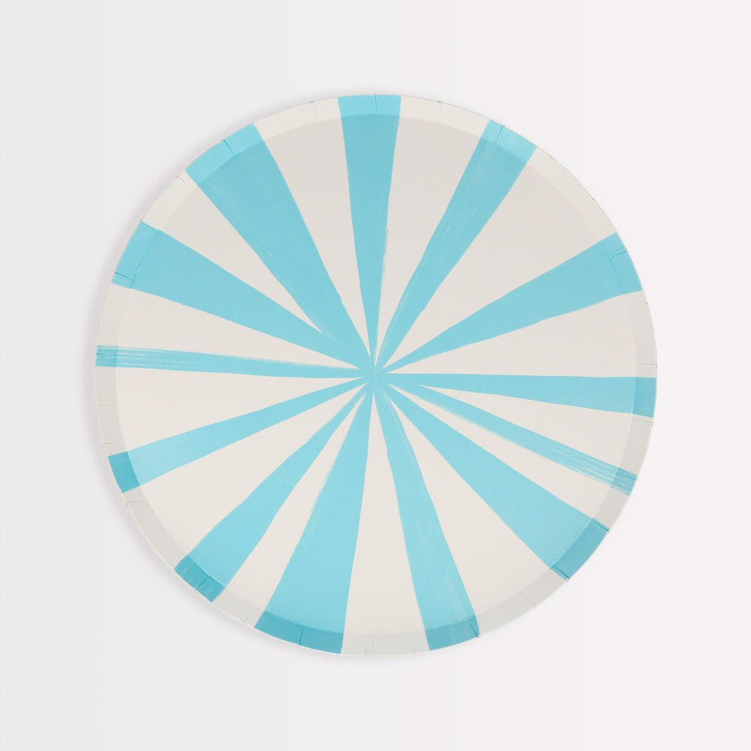 Blue Stripe Side Party Plates x 8 | Meri Meri party plates Blue Stripe Side Party Plates x 8