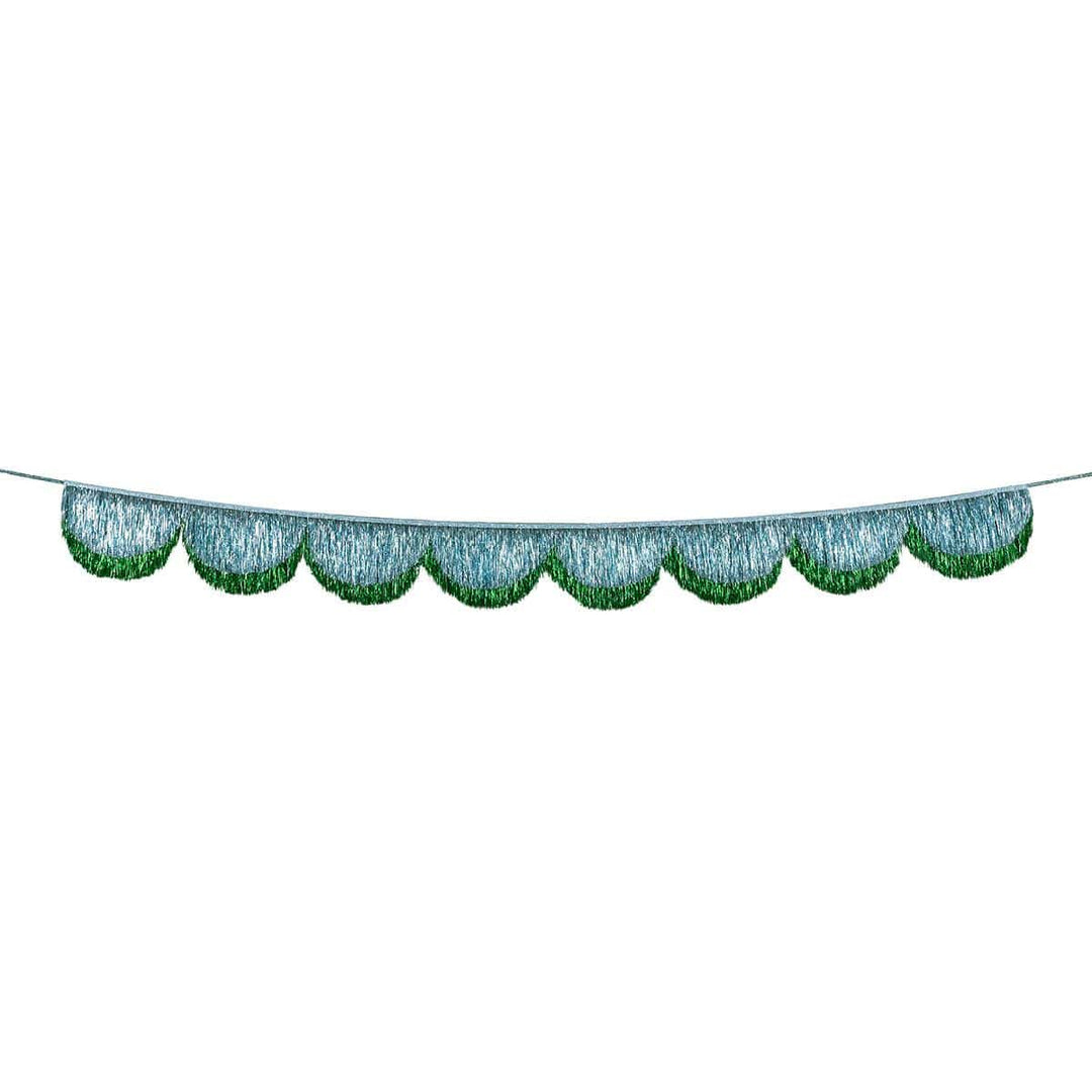 Blue Tinsel Scallop Party Garland Bunting Blue Tinsel Scallop Party Garland