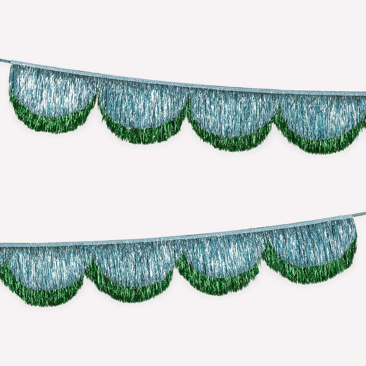 Blue Tinsel Scallop Party Garland Bunting Blue Tinsel Scallop Party Garland