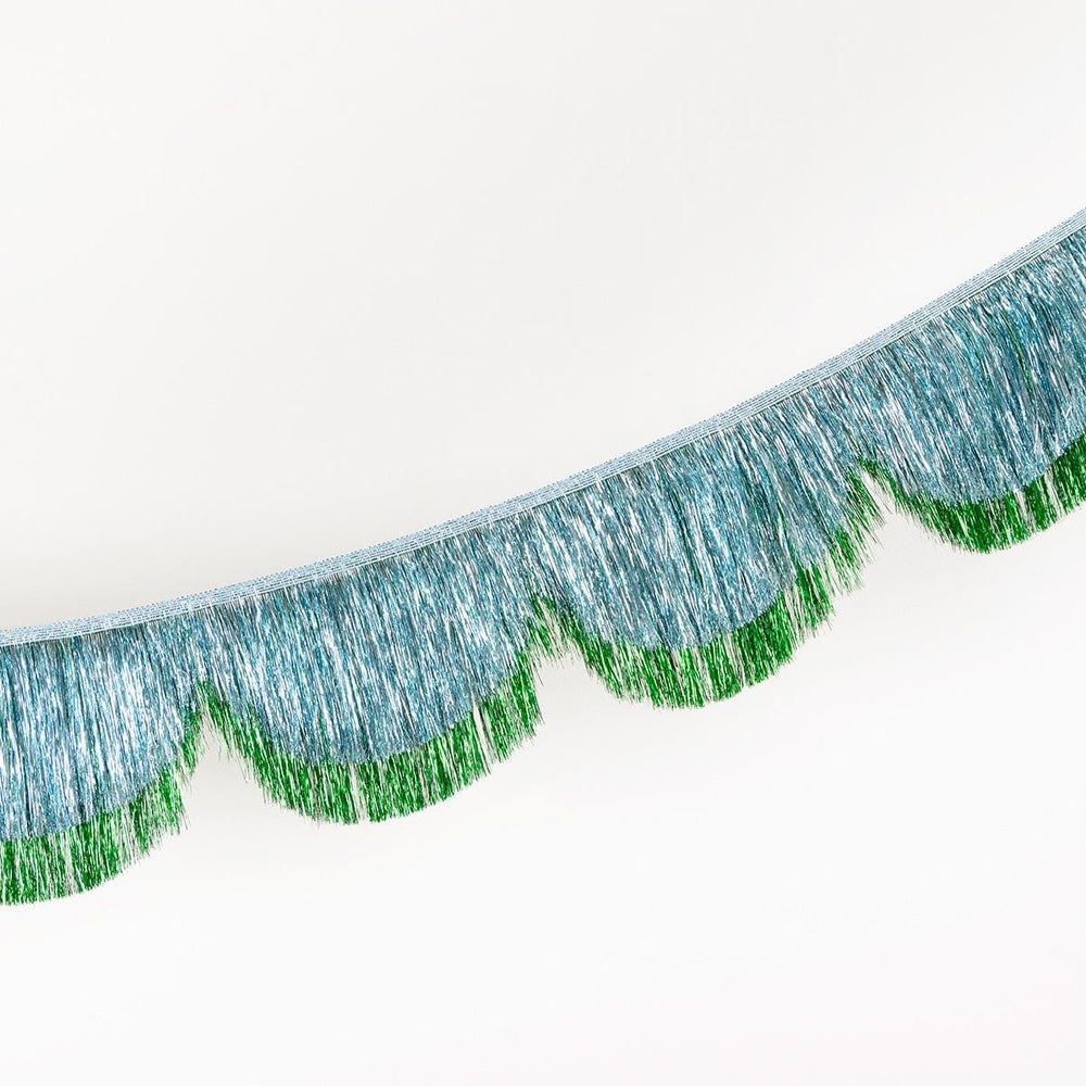Blue Tinsel Scallop Party Garland Bunting Blue Tinsel Scallop Party Garland