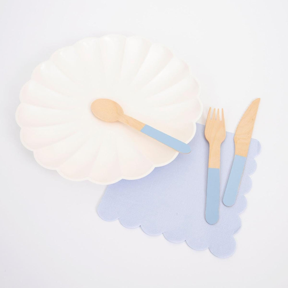 Blue Wooden Party Cutlery Set x 24 | Meri Meri Party Cutlery Blue Wooden Party Cutlery Set x 24