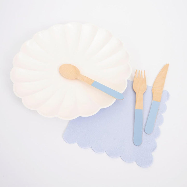 Blue Wooden Party Cutlery Set x 24 | Meri Meri Party Cutlery Blue Wooden Party Cutlery Set x 24