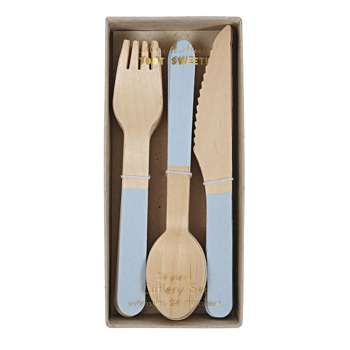 Blue Wooden Party Cutlery Set x 24 | Meri Meri Party Cutlery Blue Wooden Party Cutlery Set x 24