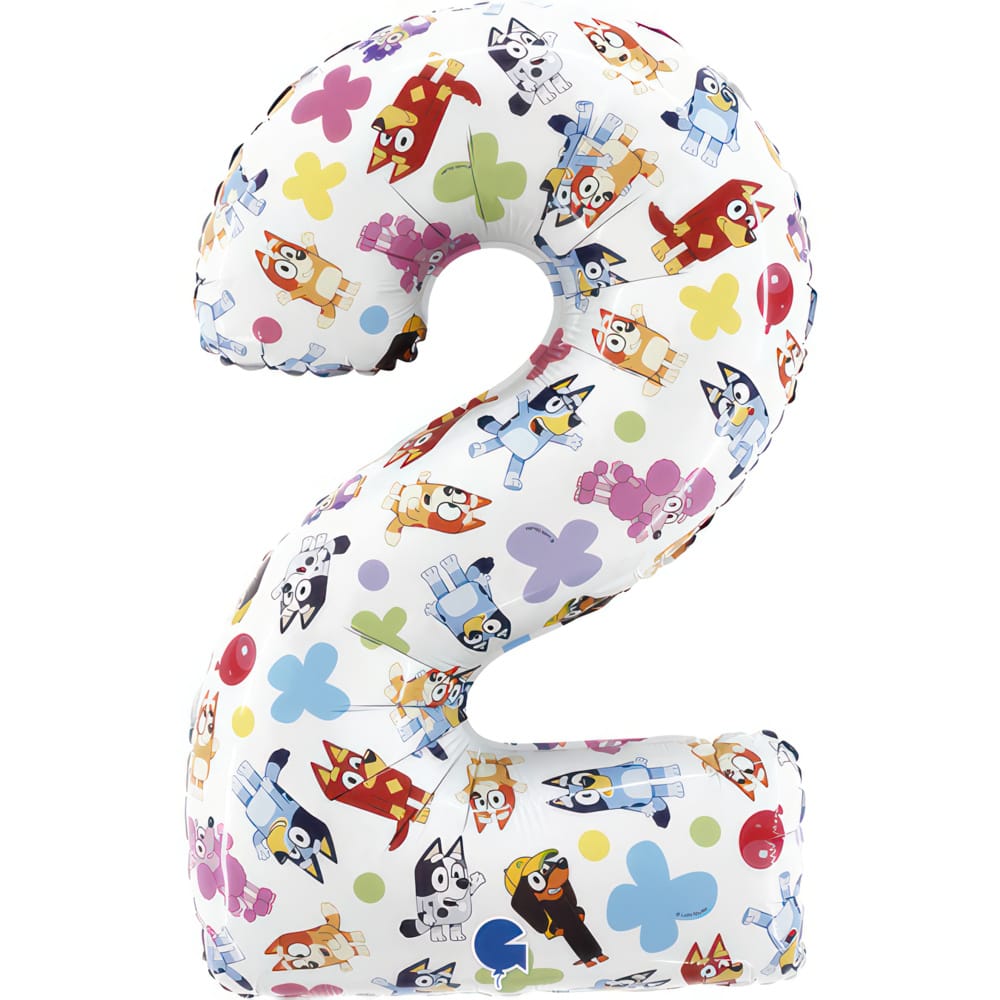 Bluey Number 2 Foil Balloon | Little Big Party Balloons Bluey Number 2 Foil Balloon - 26 Inch