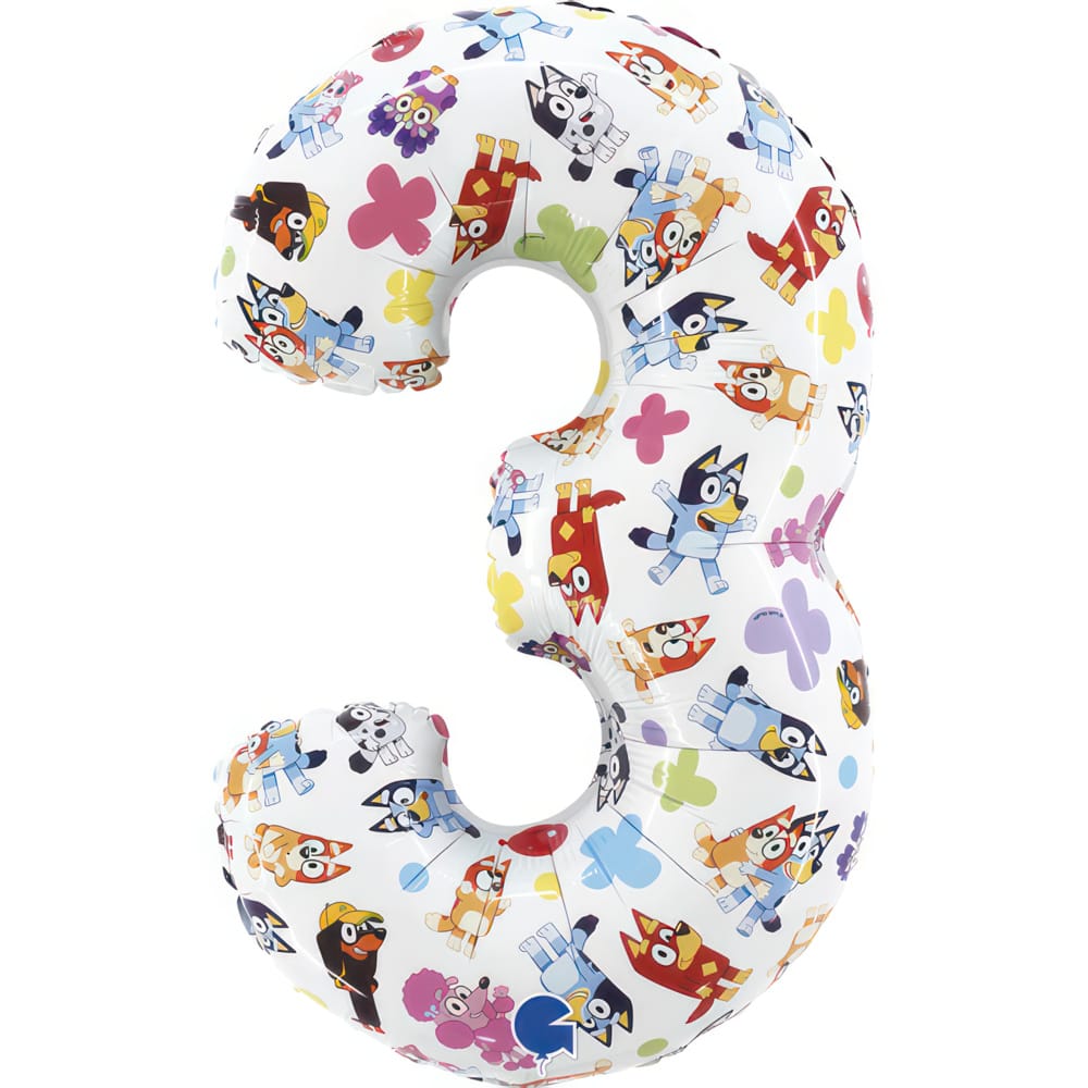 Bluey Number 3 Foil Balloon | Little Big Party Balloons Bluey Number 3 Foil Balloon - 26 Inch