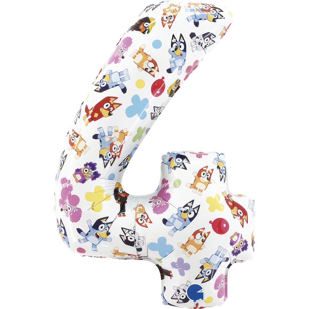 Bluey Number 4 Foil Balloon | Little Big Party Balloons Bluey Number 4 Foil Balloon - 26 Inch