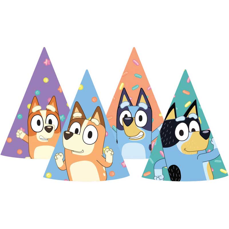 Bluey Party Hats Pack of 8 | Little Big Party Party Accessories Bluey Party Hats - Pack of 8