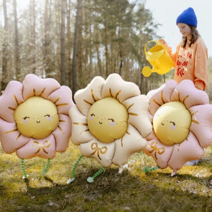 Blush Pink Flower Walking Foil Balloon - Flower Party Supplies Balloons Blush Pink Flower Walking Foil Balloon