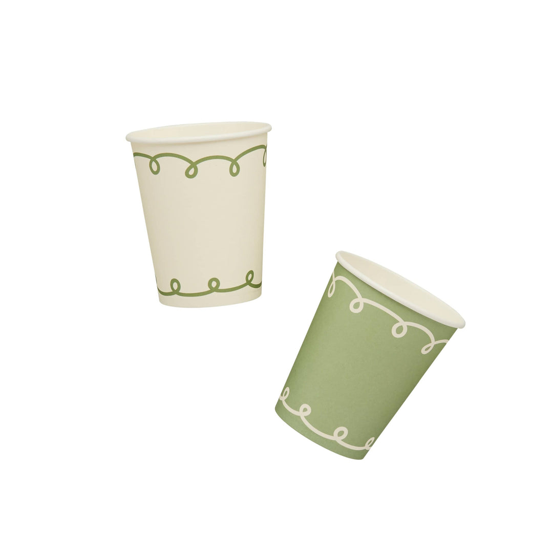 Botanical Party Sage Green Paper Cups x 8 party cups Botanical Party Sage Green Paper Cups x 8