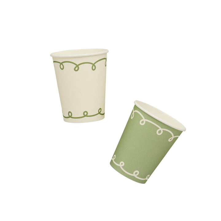 Botanical Party Sage Green Paper Cups x 8 party cups Botanical Party Sage Green Paper Cups x 8