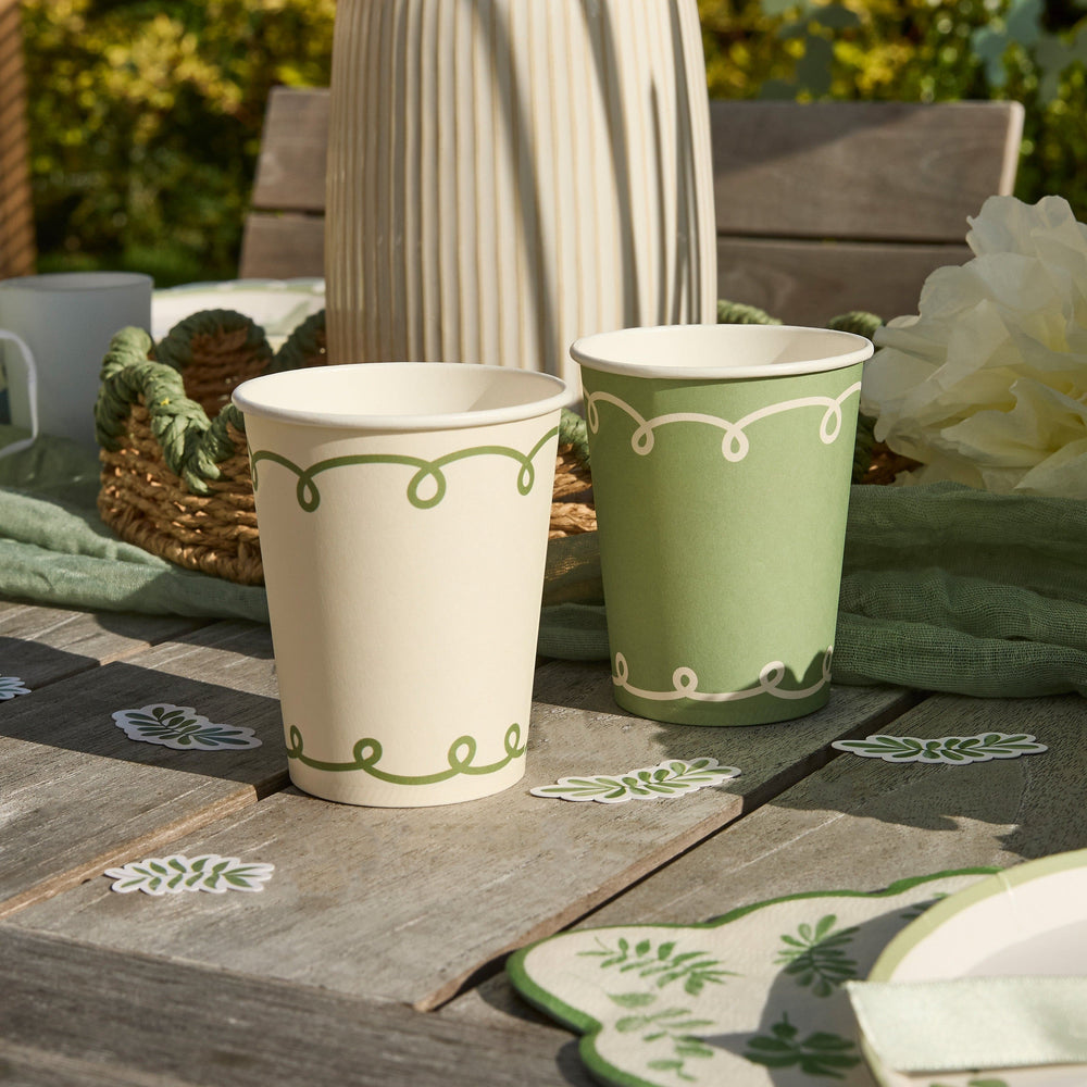 Botanical Party Sage Green Paper Cups x 8 party cups Botanical Party Sage Green Paper Cups x 8