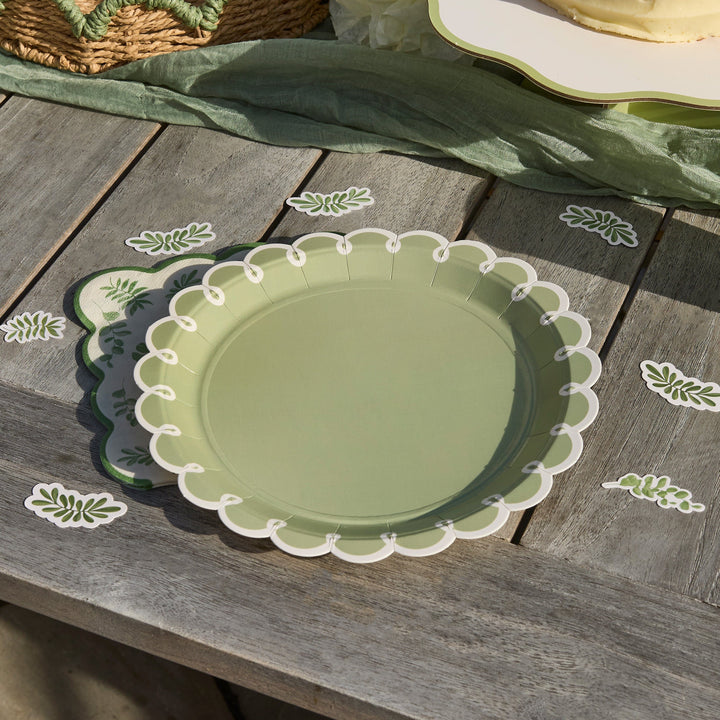 Botanical Party Sage Green Party Plates x 8 Disposable Plates Botanical Party Sage Green Party Plates x 8
