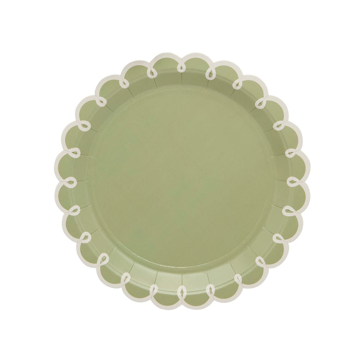 Botanical Party Sage Green Party Plates x 8 Disposable Plates Botanical Party Sage Green Party Plates x 8
