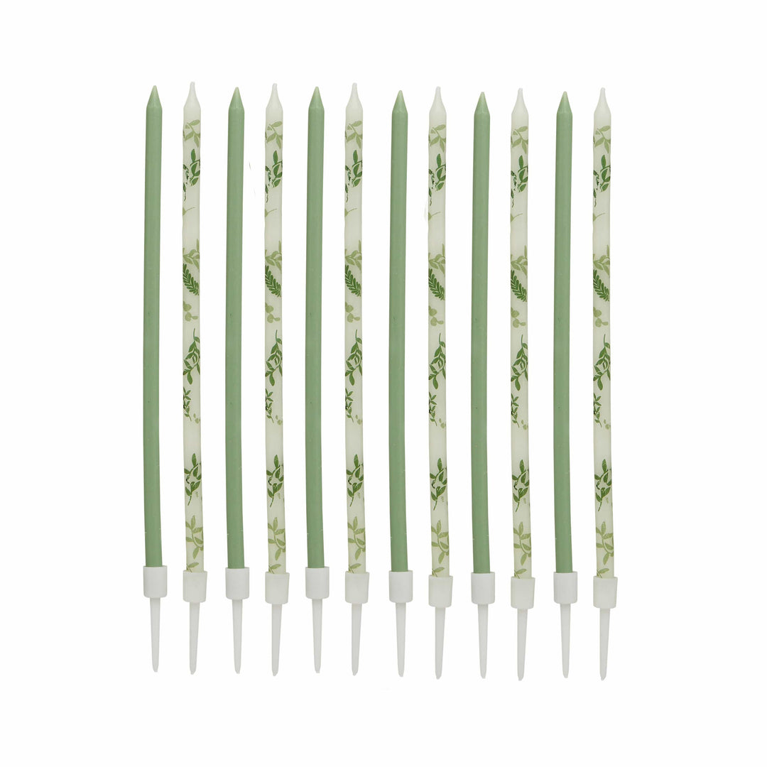 Botanical Party Tall Skinny Candles x 12 Birthday Candles Botanical Party Tall Skinny Candles x 12