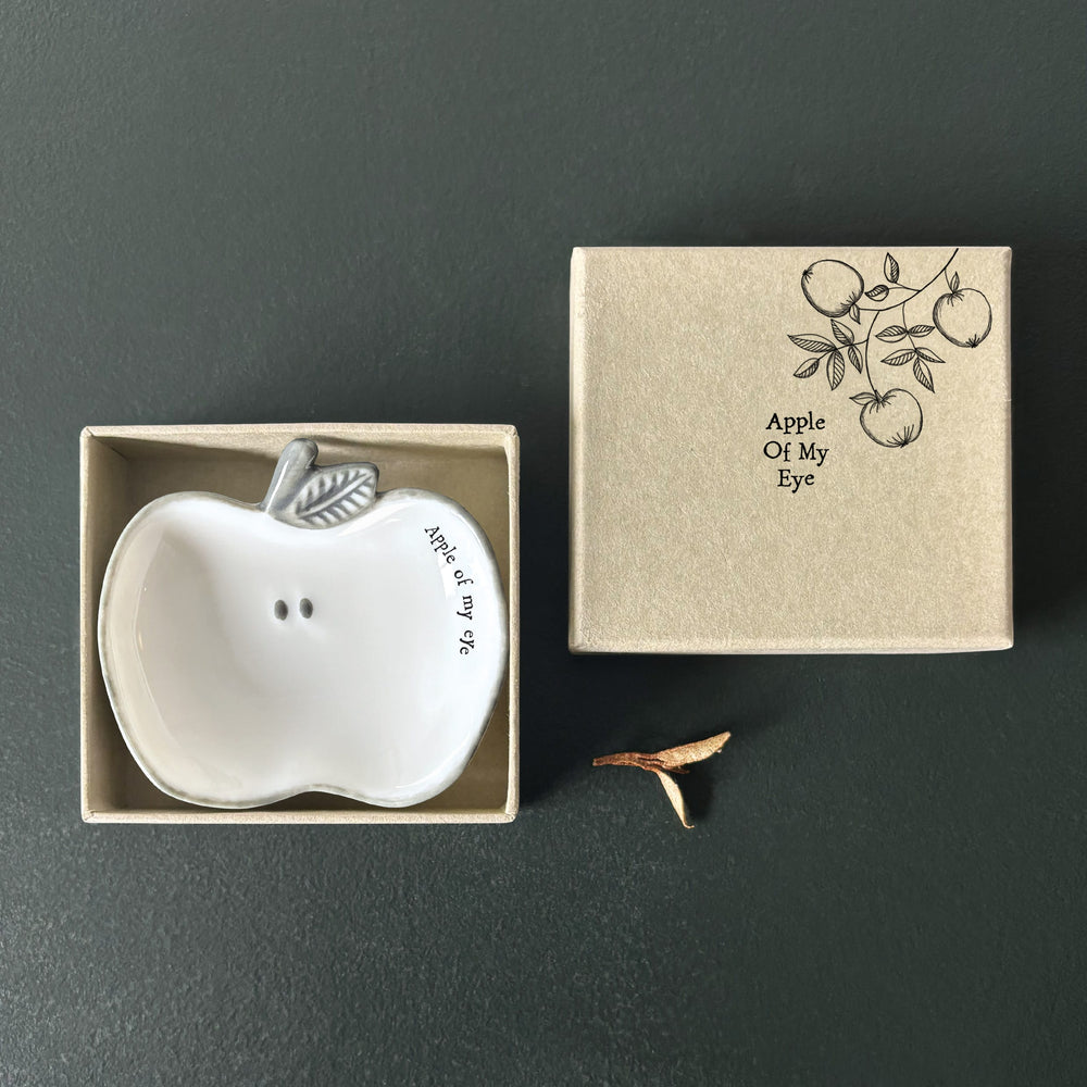 Boxed Porcelain Apple Trinket Dish | East of India dish East of India Boxed Porcelain Apple Trinket Dish