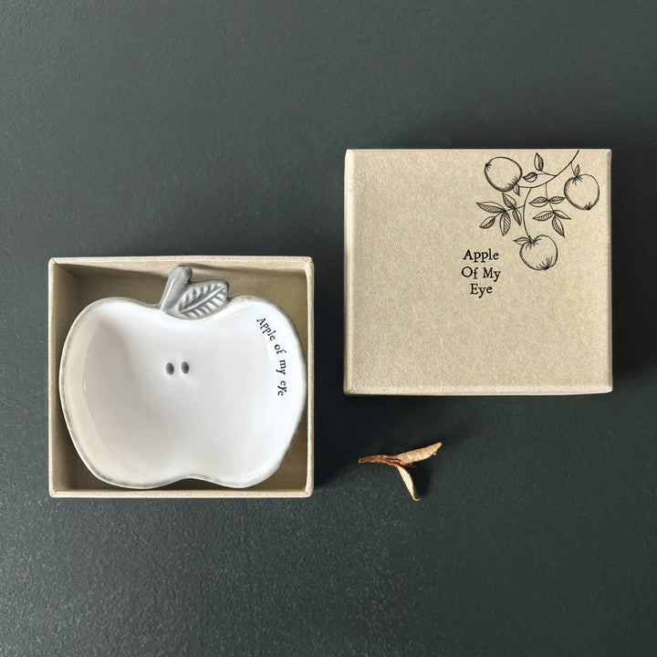 Boxed Porcelain Apple Trinket Dish | East of India dish East of India Boxed Porcelain Apple Trinket Dish