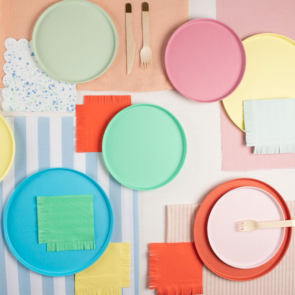 Bright Mix Compostable Large Party Plates x 8 | Meri Meri party plates Bright Mix Compostable Large Party Plates x 8