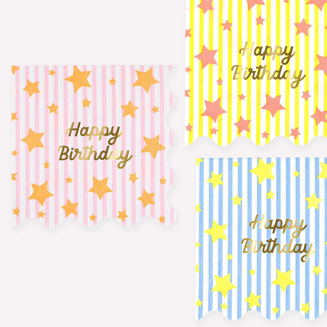 Bright Star Happy Birthday Large Napkins x16 | Meri Meri | Little Big Party Napkins Bright Star Happy Birthday Large Napkins x16