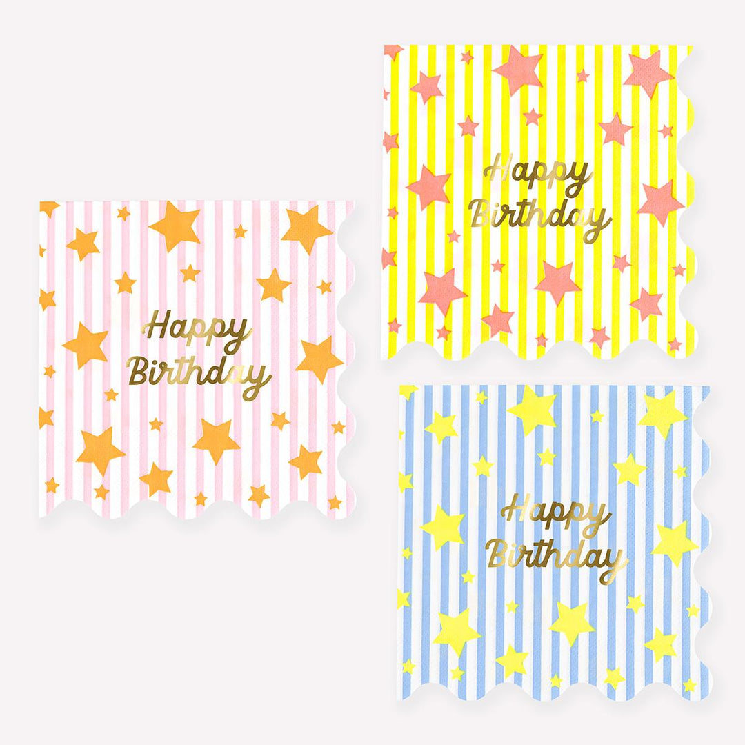 Bright Star Happy Birthday Small Napkins x16 | Meri Meri | Little Big Party Napkins Bright Star Happy Birthday Small Napkins x16