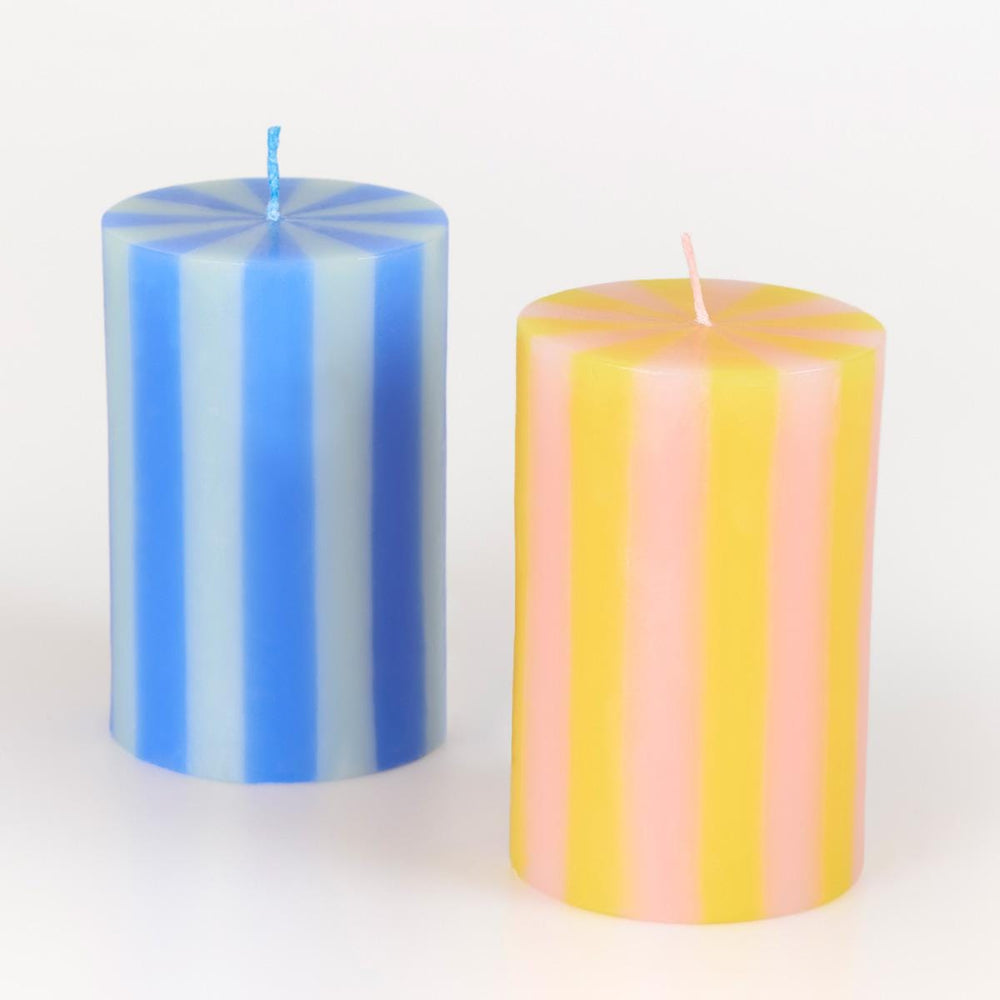 Bright Striped Pillar Candles x 5 | Meri Meri Candle Bright Striped Pillar Candles x 5