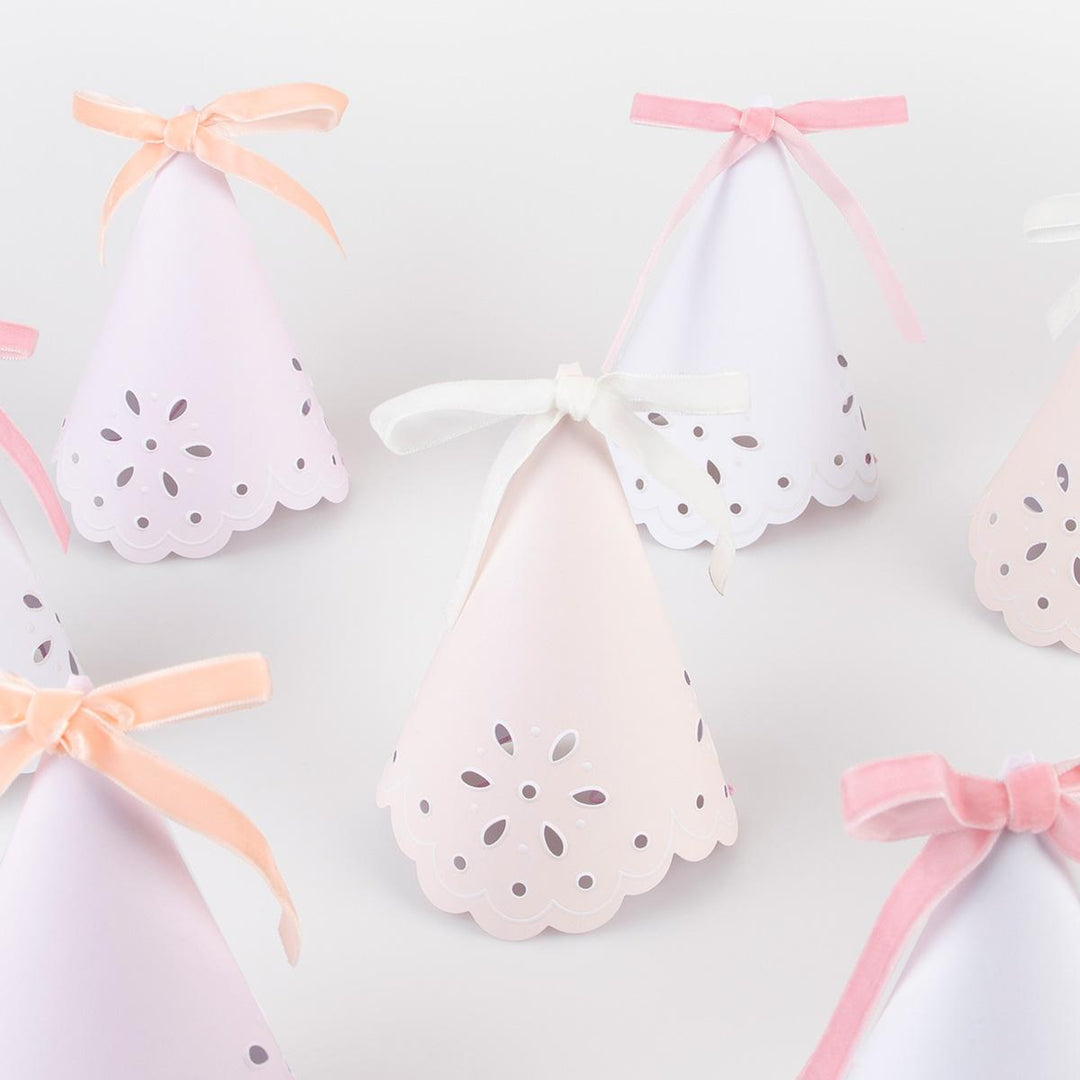 Broderie Anglaise Lace Party Hats x 8 | Meri Meri Party Hats Broderie Anglaise Lace Party Hats x 8