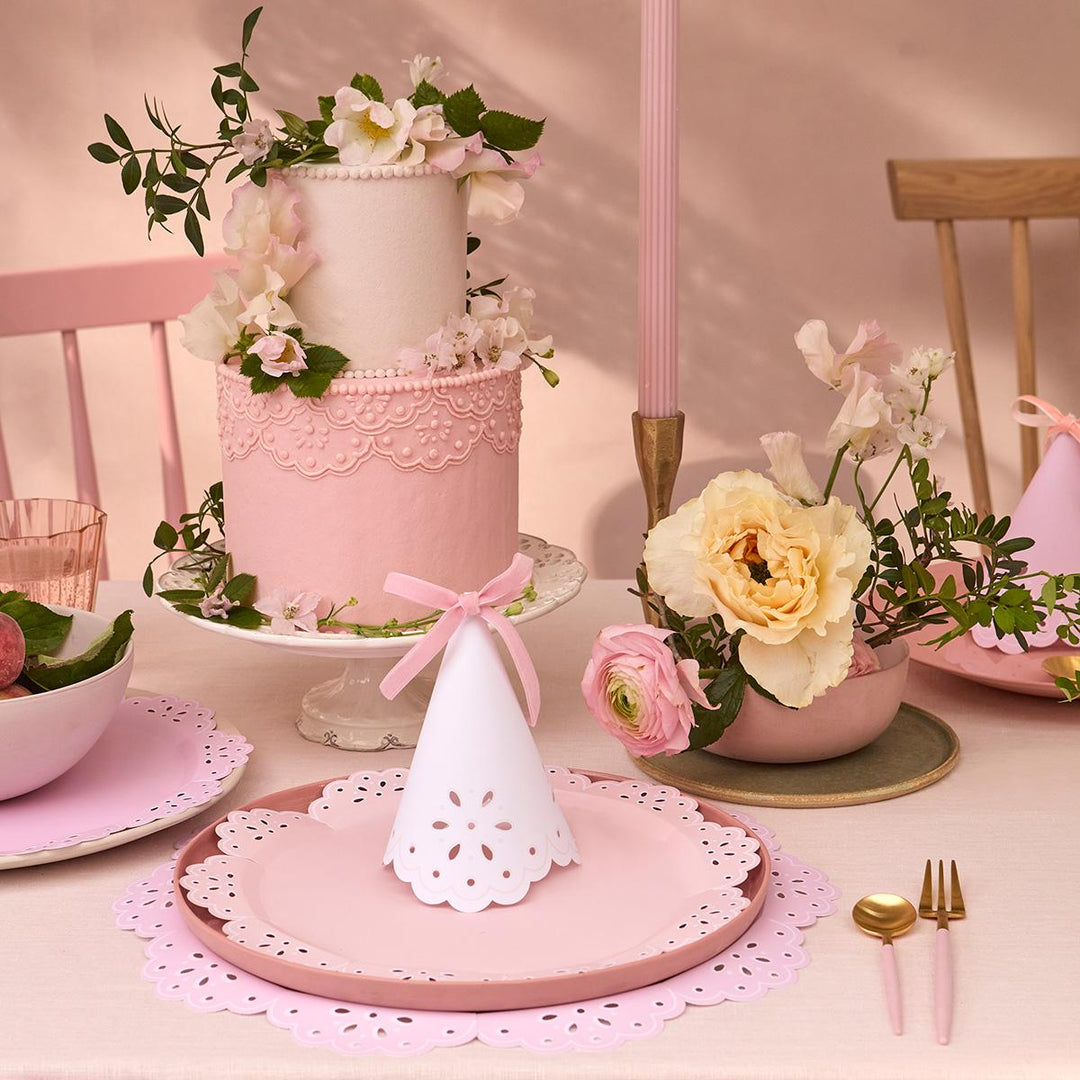 Broderie Anglaise Lace Party Hats x 8 | Meri Meri Party Hats Broderie Anglaise Lace Party Hats x 8